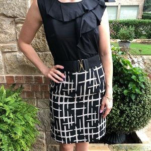 Max and Cleo Black Knee Length Dress with Belt